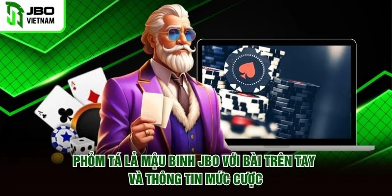 Phỏm Tá Lả Mậu Binh JBO với bài trên tay và thông tin mức cược